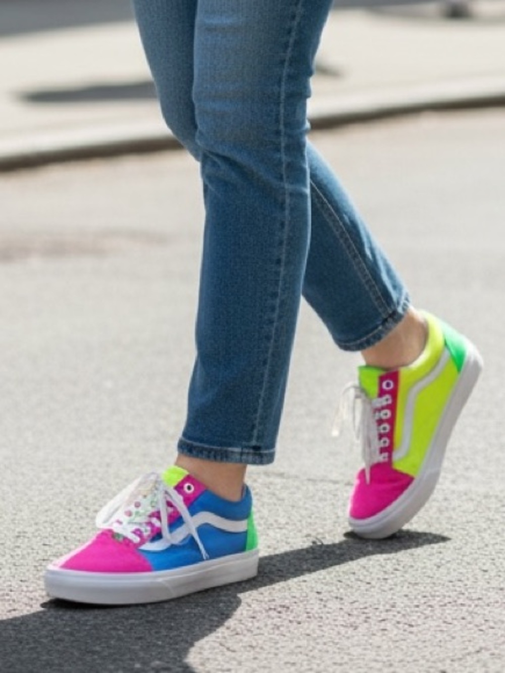 Vans Women’s Neon Pink, Blue & Lime Low-Top Sneakers